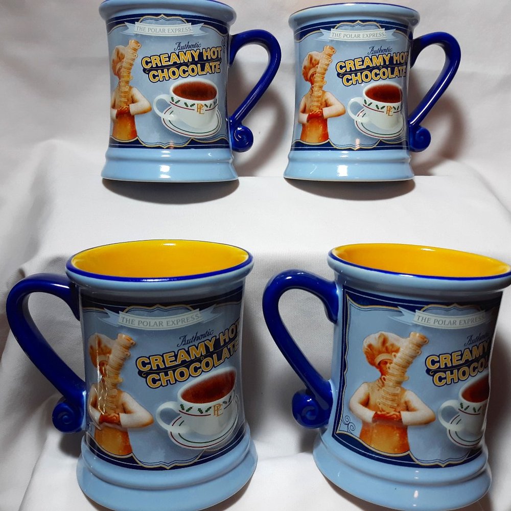 Polar Express Authentic Hot Chocolate Mugs -- Set of 4